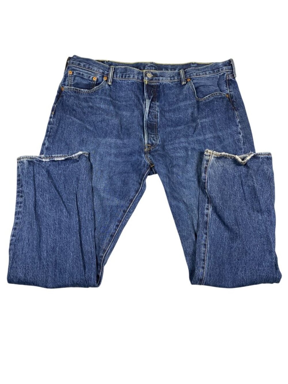 Levis 501 Mens Jeans 44x32 Blue Denim Original Fit Straight Leg Button Fly